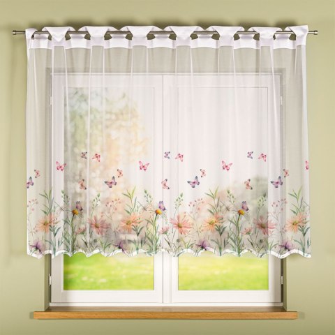 ŁĄKA Z MOTYLAMI Firanka żakardowa gotowa na prosto 023456, szerokość 240 x wysokość 140cm, kolor 009 wielokolorowy P00431/FBP/00