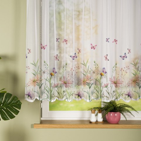 ŁĄKA Z MOTYLAMI Firanka żakardowa gotowa na prosto 023456, szerokość 240 x wysokość 140cm, kolor 009 wielokolorowy P00431/FBP/00