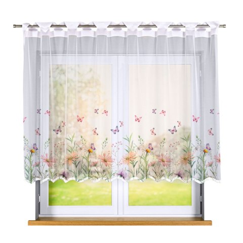 ŁĄKA Z MOTYLAMI Firanka żakardowa gotowa na prosto 023456, szerokość 240 x wysokość 140cm, kolor 009 wielokolorowy P00431/FBP/00