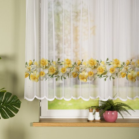 ŻONKILE Firanka żakardowa odpasowana na prosto 023456, szerokość 240 x wysokość 140cm, kolor 008 żółty D00428/FOP/008/000142/1