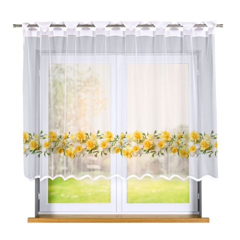 ŻONKILE Firanka żakardowa odpasowana na prosto 023456, szerokość 240 x wysokość 140cm, kolor 008 żółty D00428/FOP/008/000142/1