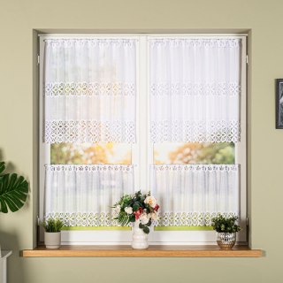 Zazdrostka żakardowa ze wzorem na samym dole, wysokość 75cm, kolor 001 biały 018869/000/001/000075/1