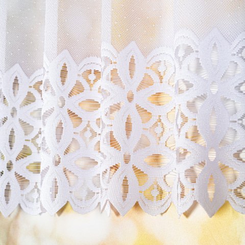 Zazdrostka żakardowa ze wzorem na samym dole, wysokość 75cm, kolor 001 biały 018869/000/001/000075/1