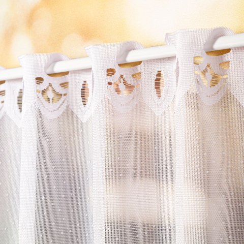 Zazdrostka żakardowa ze wzorem na samym dole, wysokość 75cm, kolor 001 biały 018869/000/001/000075/1