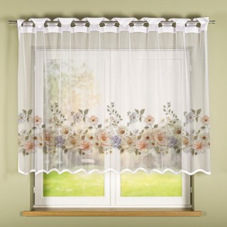 KWIATY Z EFEKTEM WYSZYWANIA Firanka żakardowa gotowa na prosto 023456, szerokość 240 x wysokość 140cm, kolor 001 biały P00178/FB