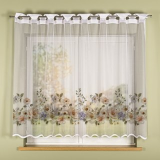 KWIATY Z EFEKTEM WYSZYWANIA Firanka żakardowa gotowa na prosto 023456, szerokość 250 x wysokość 160cm, kolor 001 biały P00178/FB