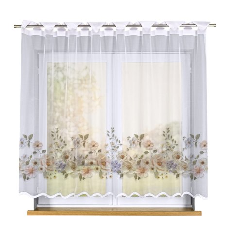 KWIATY Z EFEKTEM WYSZYWANIA Firanka żakardowa gotowa na prosto 023456, szerokość 250 x wysokość 160cm, kolor 001 biały P00178/FB