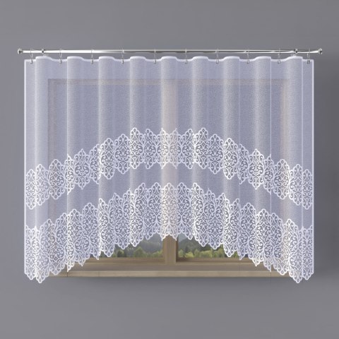 MIROSŁAWA Firanka żakardowa odpasowana ze wzorem pasowym, szerokość 300 x wysokość 160cm, kolor 001 biały N356A 019471/FOL/001/0