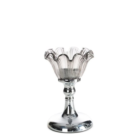 ŚWIECZNIK DEKORACYJNY ADENA (01) O 11 X 17 CM SREBRNY