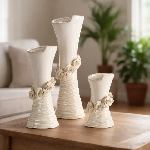 WAZON DEKORACYJNY ELIANA (01) 10 X 8 X 19 CM KREMOWY