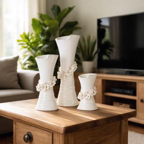 WAZON DEKORACYJNY ELIANA (02) 12 X 10 X 30 CM KREMOWY