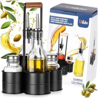 BUTELKI SZKLANE DO OLIWY OCTU 2x 250ml PRZYPRAWNIKI W STOJAKU 229276