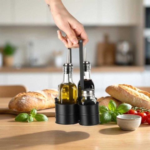 BUTELKI SZKLANE DO OLIWY OCTU 2x 250ml PRZYPRAWNIKI W STOJAKU 229276