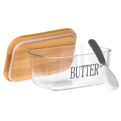 MASELNICZKA SZKLANA Z NOŻYKIEM I BAMBUSOWĄ POKRYWĄ 139475