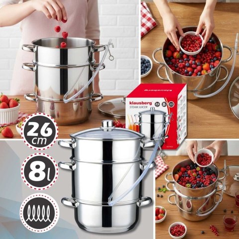 SOKOWNIK PAROWY 8L INDUKCJA GAZ KLAUSBERG KB-9032 GARNEK DO SOKU