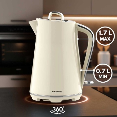 CZAJNIK ELEKTRYCZNY 1,7L KLAUSBERG KB-9016 KREMOWY