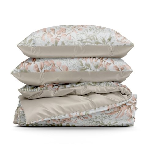 KOMPLET POŚCIELI BAWEŁNIANEJ FREESIA 140 X 200 CM PUDROWY RÓŻ