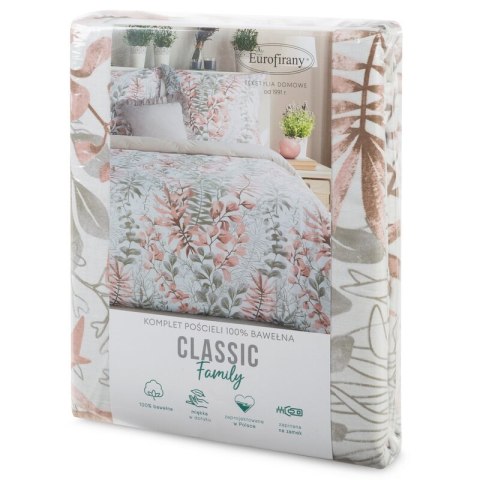 KOMPLET POŚCIELI BAWEŁNIANEJ FREESIA 140 X 200 CM PUDROWY RÓŻ
