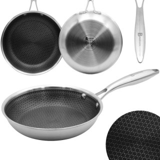 PATELNIA STALOWA 26cm Z POWŁOKĄ PLASTER MIODU 5551