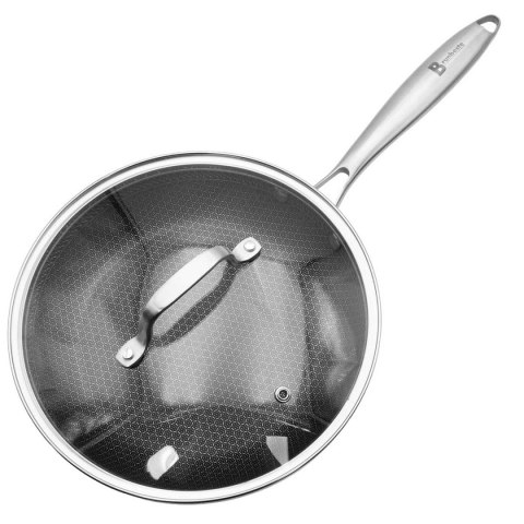 PATELNIA STALOWA Z POKRYWKĄ 24cm POWŁOKA PLASTER MIODU 5554