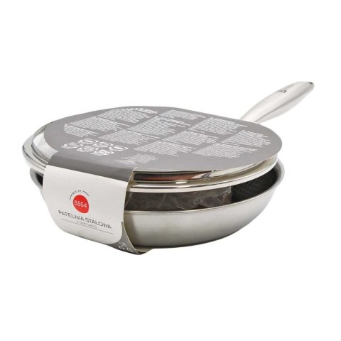 PATELNIA STALOWA Z POKRYWKĄ 24cm POWŁOKA PLASTER MIODU 5554