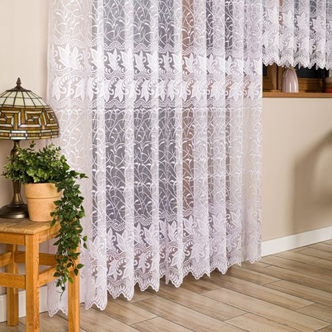 TEOFILA Firanka żakardowa odpasowana na prosto, szerokość 200 x wysokość 250cm, kolor 001 biały 049348/FOP/001/000250/1
