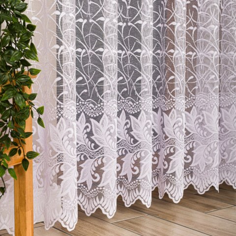 TEOFILA Firanka żakardowa odpasowana na prosto, szerokość 200 x wysokość 250cm, kolor 001 biały 049348/FOP/001/000250/1
