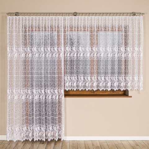 TEOFILA Firanka żakardowa odpasowana na prosto, szerokość 200 x wysokość 250cm, kolor 001 biały 049348/FOP/001/000250/1