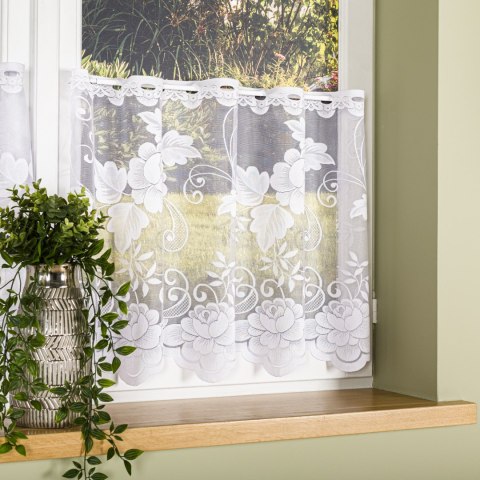 Zazdrostka żakardowa ze wzorem po całości, wysokość 60cm, kolor 001 biały 023006/000/001/000060/1