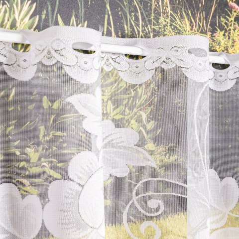 Zazdrostka żakardowa ze wzorem po całości, wysokość 60cm, kolor 001 biały 023006/000/001/000060/1