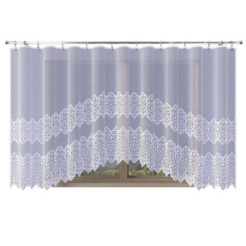 MIROSŁAWA Firanka żakardowa odpasowana ze wzorem pasowym, szerokość 400 x wysokość 160cm, kolor 001 biały N356A 019471/FOL/001/0