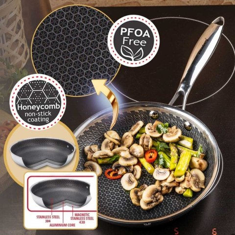 PATELNIA STALOWA 24cm Z POWŁOKĄ PLASTER MIODU KLAUSEBRG KB-9022