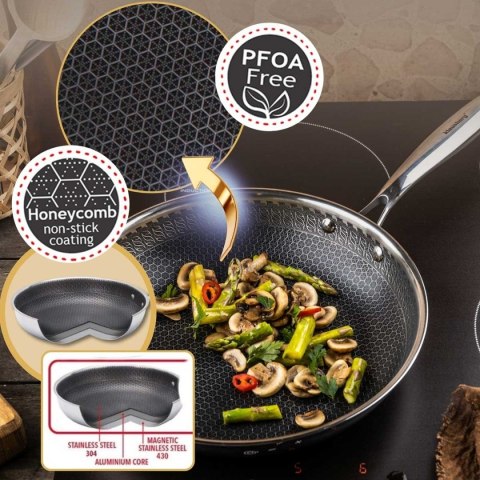 PATELNIA STALOWA 28cm Z POWŁOKĄ PLASTER MIODU KLAUSEBRG KB-9023