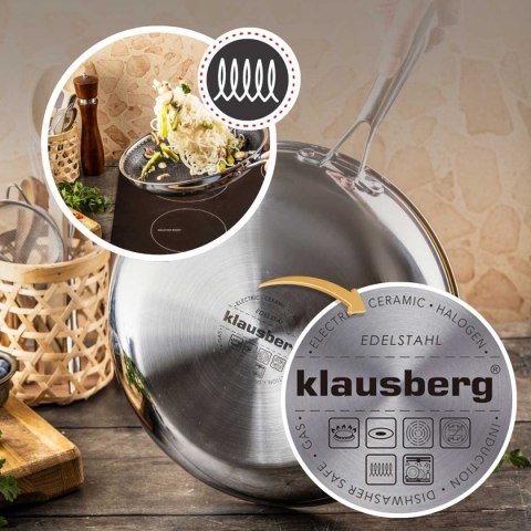 PATELNIA STALOWA 28cm Z POWŁOKĄ PLASTER MIODU KLAUSEBRG KB-9023