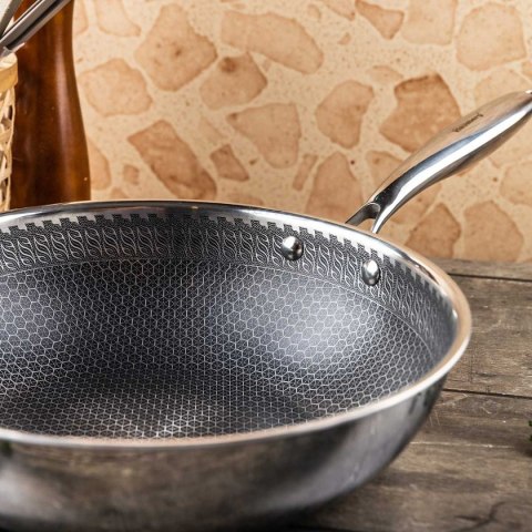 PATELNIA STALOWA WOK 28cm Z POWŁOKĄ PLASTER MIODU KLAUSEBRG KB-9024