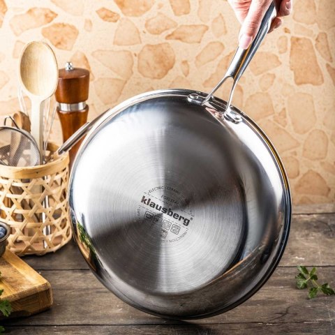 PATELNIA STALOWA WOK 28cm Z POWŁOKĄ PLASTER MIODU KLAUSEBRG KB-9024