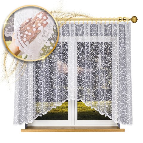 CZESŁAWA Firanka żakardowa odpasowana, ze wzorem po całości, szerokość 300cm x wysokość 160cm, kolor 001 biały 007576/FOL/001/00