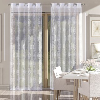 EMBER Firana gotowa na przelotkach, szerokość 140cm x wysokość 250cm, kolor 001 biały 625809/FGP/001/140250/1