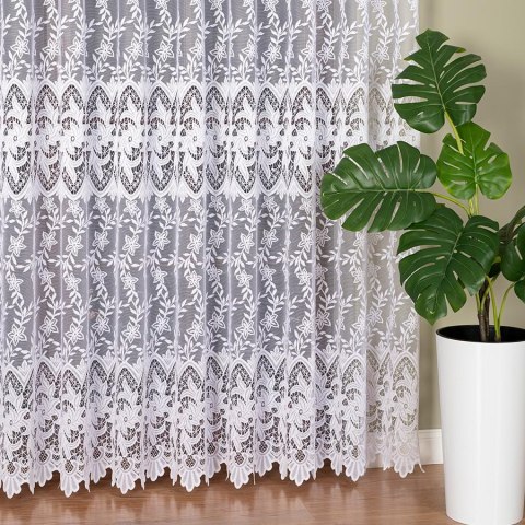 Firanka żakardowa ze wzorem po całości, wysokość 250cm, kolor 001 biały 017826/000/001/000250/1