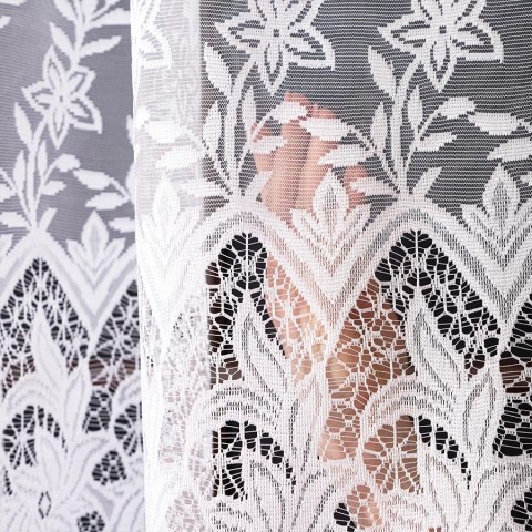 Firanka żakardowa ze wzorem po całości, wysokość 250cm, kolor 001 biały 017826/000/001/000250/1