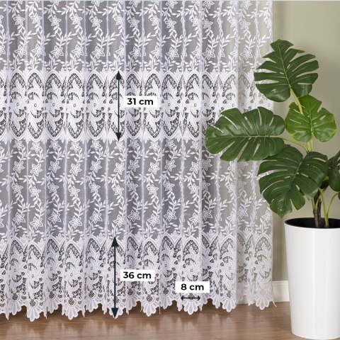 Firanka żakardowa ze wzorem po całości, wysokość 250cm, kolor 001 biały 017826/000/001/000250/1