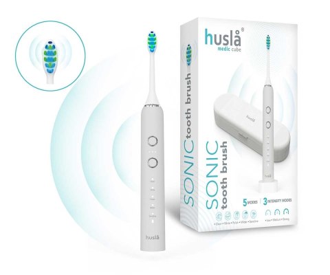SZCZOTECZKA SONICZNA DO ZĘBÓW WYBIELAJĄCA HUSLA MEDIC 3 KOŃCÓWKI + ETUI