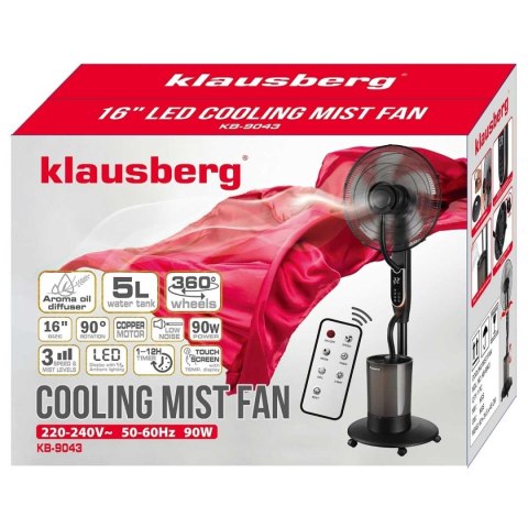 WENTYLATOR WIATRAK PODŁOGOWY MGIEŁKOWY Z NAWILŻACZEM KLAUSBERG KB-9043