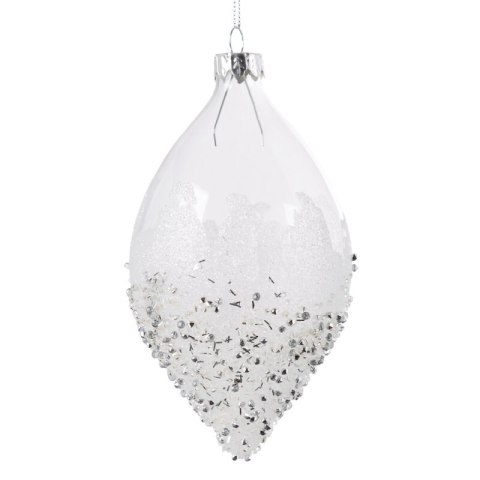 BOMBKA CHOINKOWA SZKLANA 8 CM BIAŁY