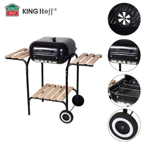 GRILL WĘGLOWY NA KÓŁKACH Z PÓŁKAMI KINGHOFF KH-2034