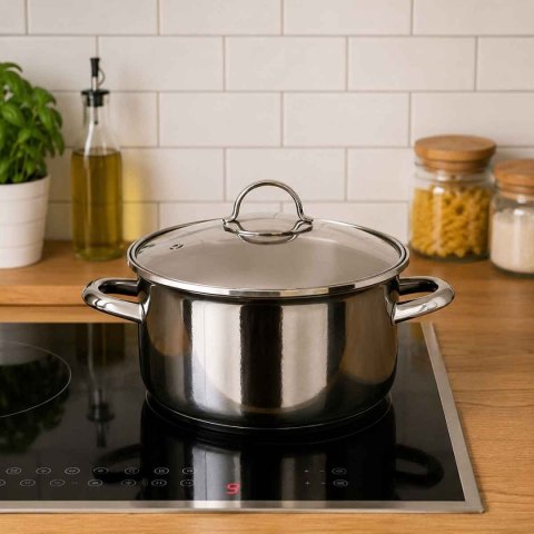 GARNEK EMALIOWANY 18cm 1,3L Z POKRYWĄ BANQUET METALLIC BLACK