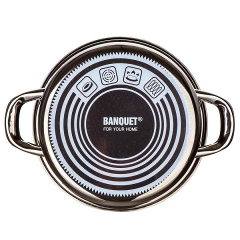 GARNEK EMALIOWANY 20cm 2L Z POKRYWĄ BANQUET METALLIC BLACK