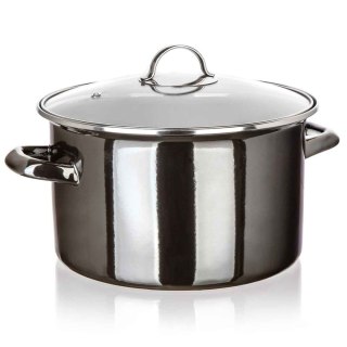 GARNEK EMALIOWANY 26cm 6L Z POKRYWĄ BANQUET METALLIC BLACK