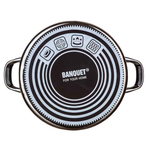 GARNEK EMALIOWANY 26cm 6L Z POKRYWĄ BANQUET METALLIC BLACK