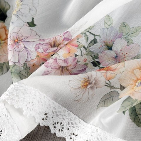 FIRANA GOTOWA FLOWERY NA TAŚMIE 150 X 30 CM BIAŁY